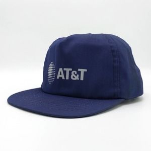 Vintage AT&T Snapback Trucker Hat Baseball Cap Workwear Made in USA Navy Blue